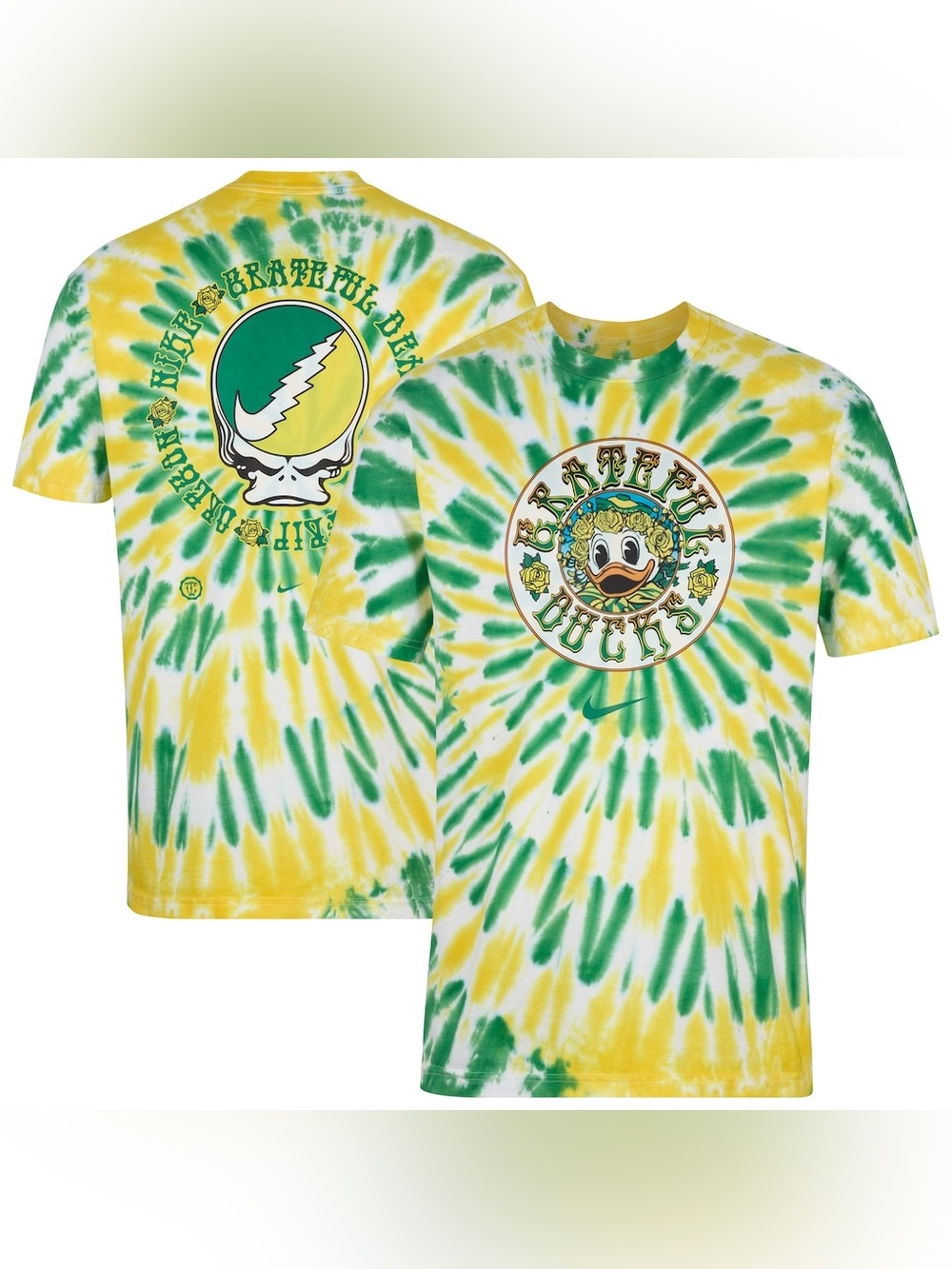 Oregon Ducks Nike Grateful Ducks Tie-Dye SYF T-Shirt - Green/Yellow
